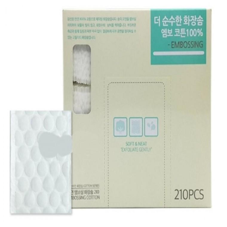 엠보싱 순면화장솜 210P 박스형 스킨팩화장솜 사각화장솜 스킨패드리필