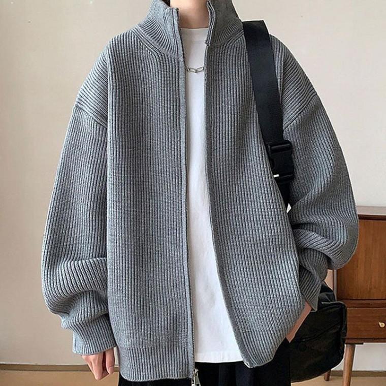 맨즈 하이넥 모던한 니트 집업 아우터 데일리룩