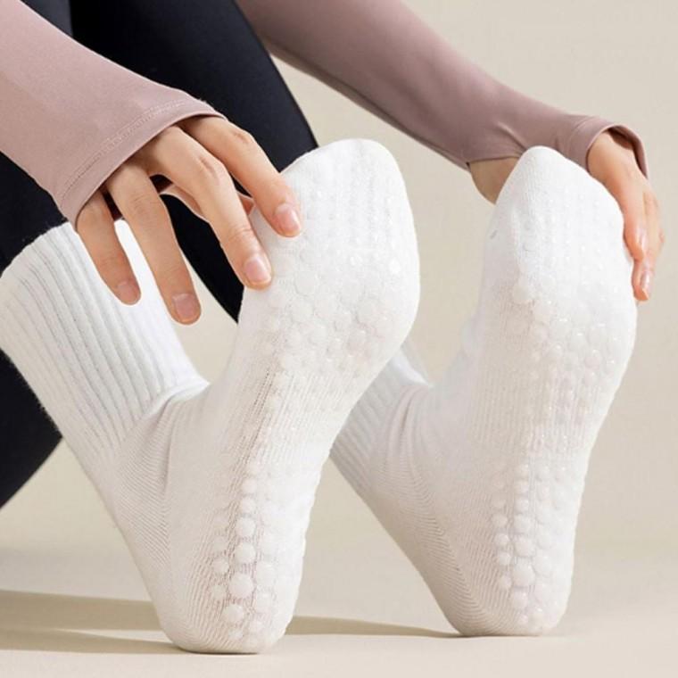 여성 세련된 중목 요가 양말 1켤레 미끄럼 방지 필라테스 토삭스 스포츠