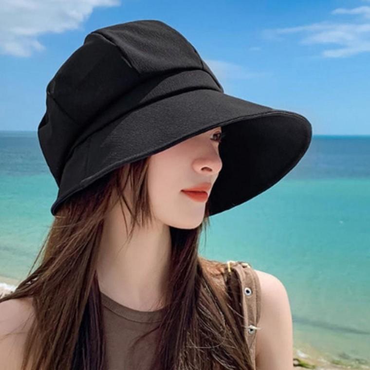 여성 세련된 와이드챙 버킷햇 1P 챙넓은 휴양지 바캉스 비치 산책 모자