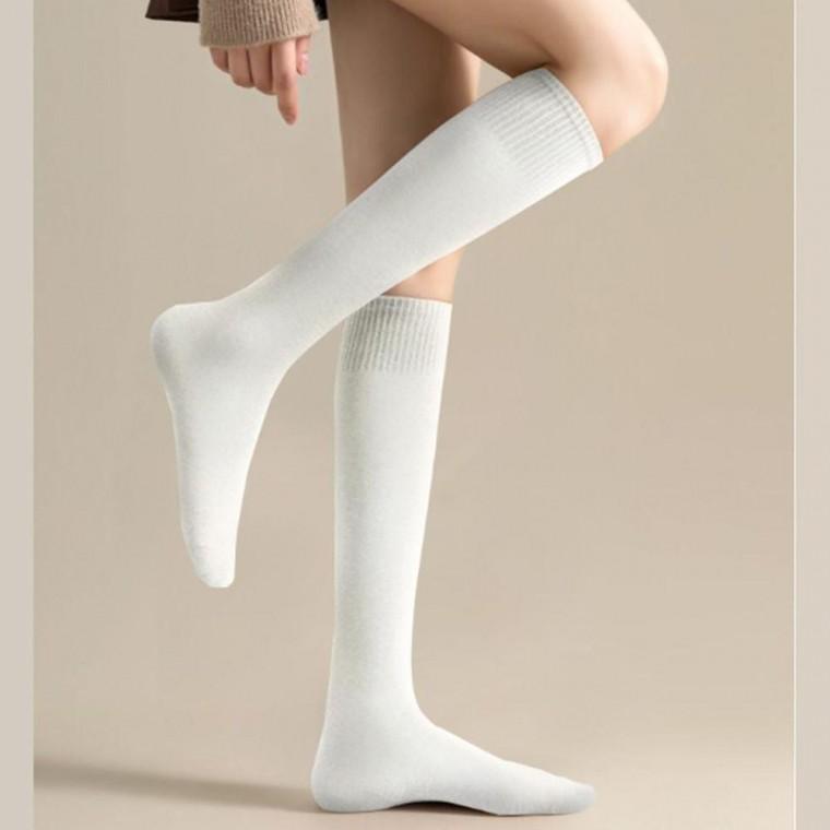 여성 산뜻한 무지 베이직 니삭스 1켤레 데일리 미니멀 밴딩 무릎 양말