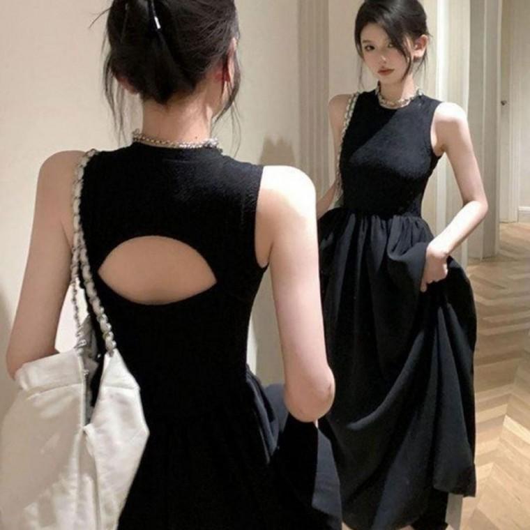 백리스 민소매 세련된 롱 원피스 파티 이브닝 감각적인 우아한