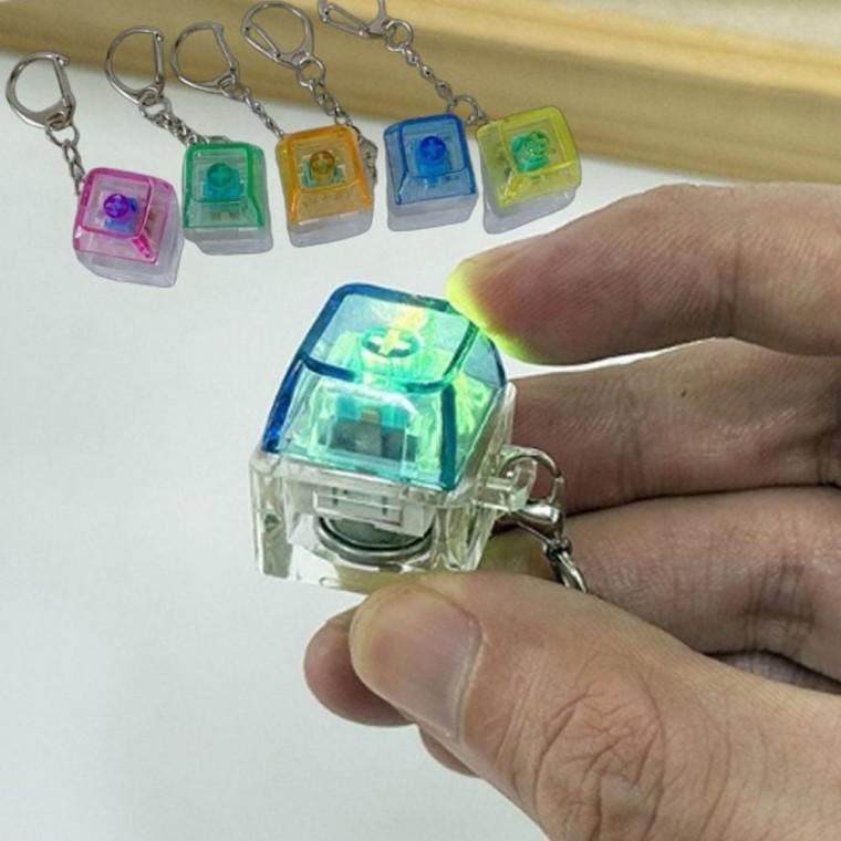 컬러 편안한 LED 키캡 키링 1P 불이 켜지는 키보드 딸깍이 키홀더 클릭감
