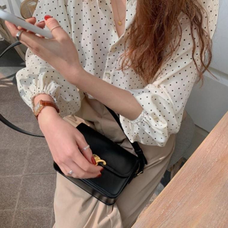 소매밴딩 도트 9부 활용도높은 블라우스 JSD-1008024