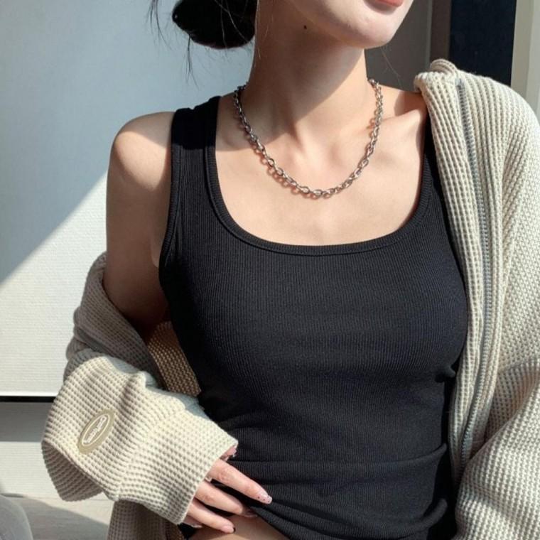 부유방 커버 나시 깔끔라인 유넥 우먼즈 라인핏 민소매 나시티