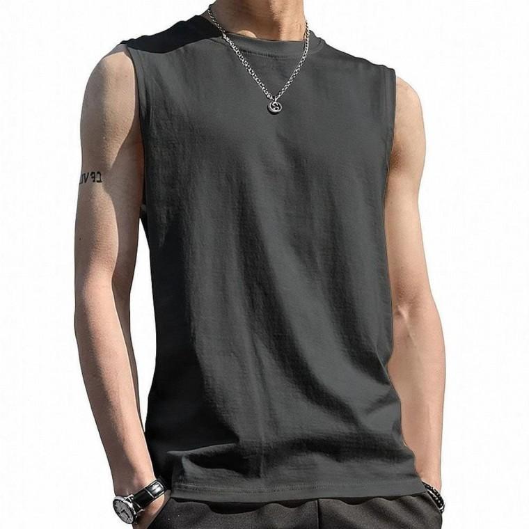맨즈 이지룩 민소매 깔끔무드 티셔츠 운동복 데일리 상의