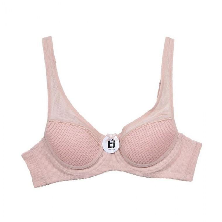 매쉬 산뜻한 사선 포인트 풀컵 몰드 와이어 보정 브라 C컵 여성 속옷