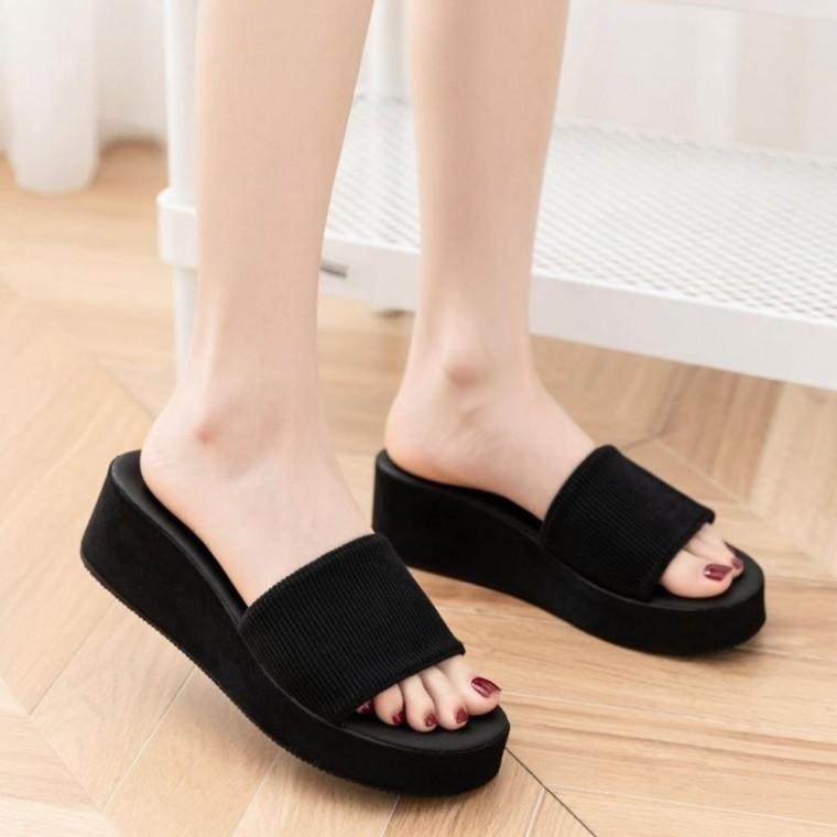 우먼즈 예쁜 탄탄한 경량 5cm 굽 이지슈즈 사무실 키높이 슬리퍼