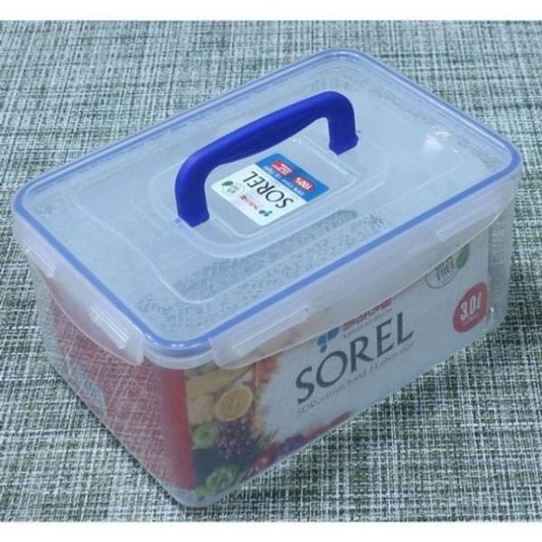 뚜껑 용기 밀폐 보관통 냉장고 반찬통 손잡이 찬기 3L
