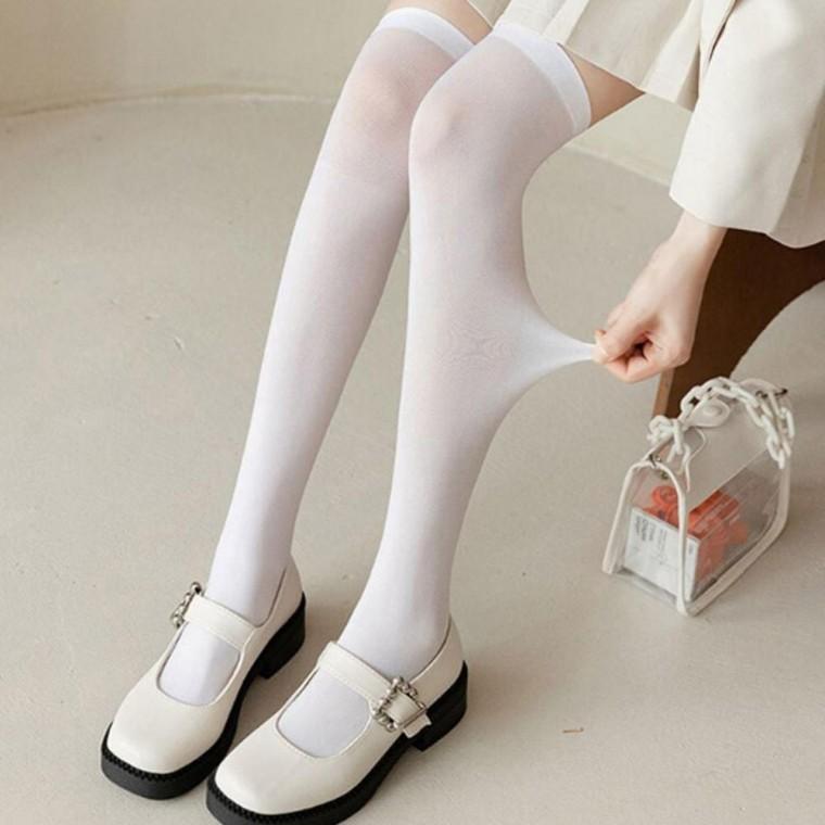 여성 얇은 깔끔한 무지 타킹 52cm 1켤레 학생 교복 니삭스 타이즈 데일리