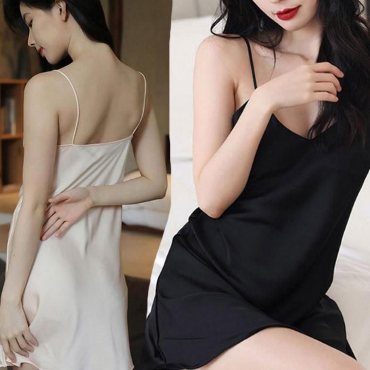 여성 끈나시 여유로운 슬립 원피스 1P 파자마 신혼여행 잠옷 이너웨어