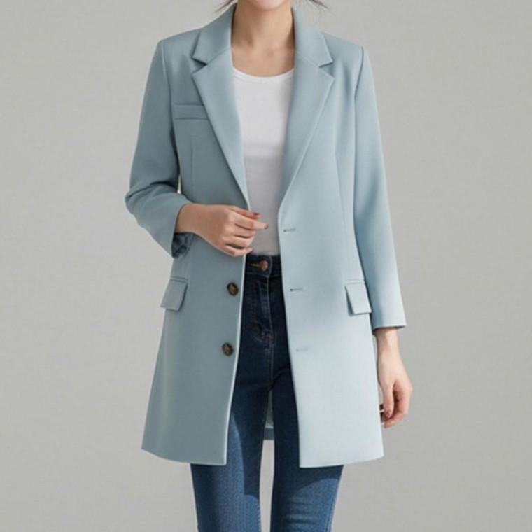 우먼즈 기본핏 트렌디 구성좋은 간절기 데일리 캐주얼 봄가을 롱자켓