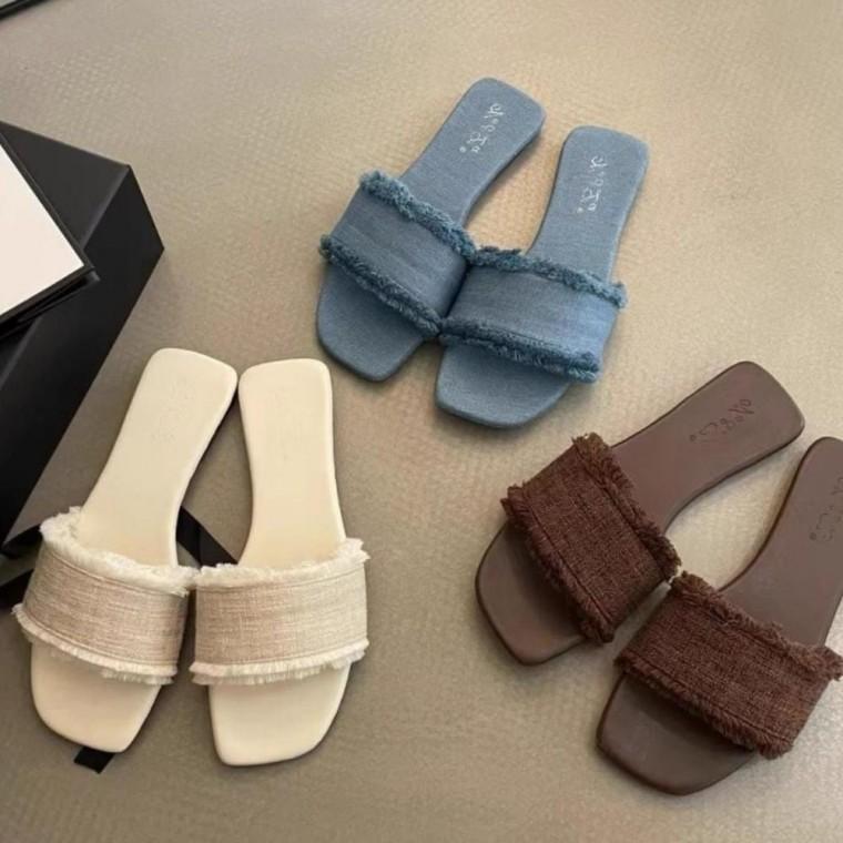 우먼즈 내추럴 실용적인 테슬 프린지 스트랩 일상룩 여름 캐주얼 슬리퍼
