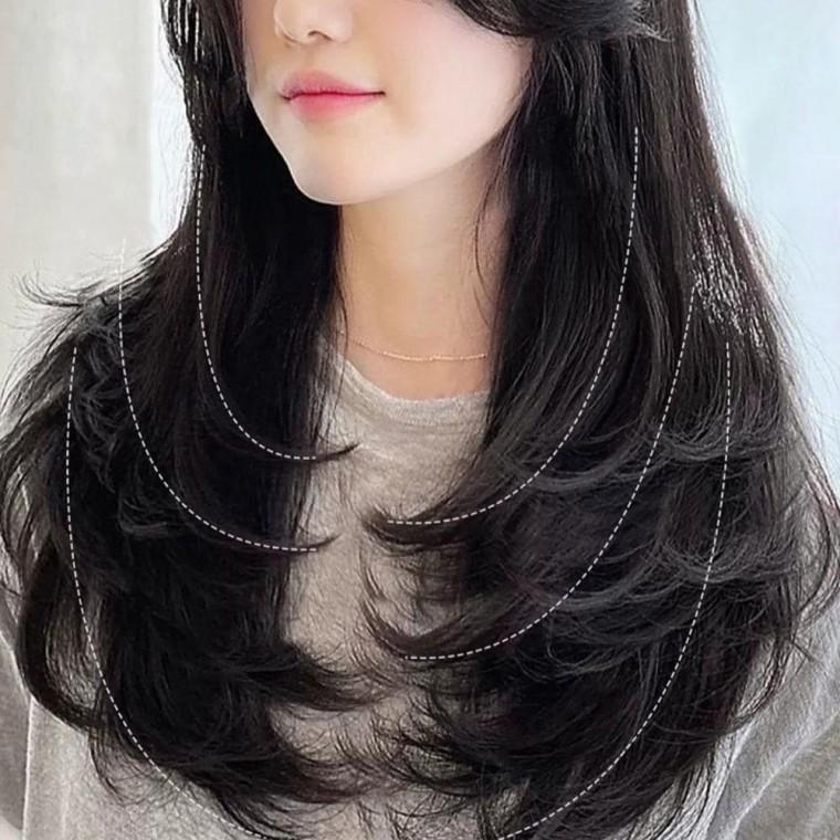 우먼즈 레이어드 C컬 마감좋은 원터치 붙임머리 볼륨 일상룩 부분가발