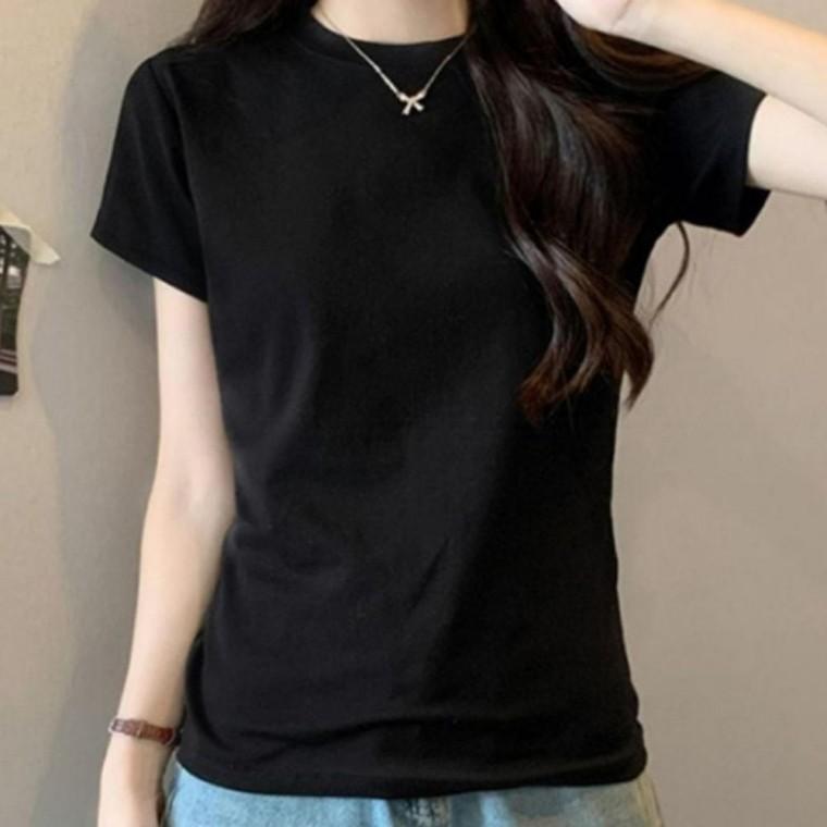여성 소프트한 핏감좋은 쫀쫀 반팔티 1P 라운드 예쁜 라인 여름 티셔츠