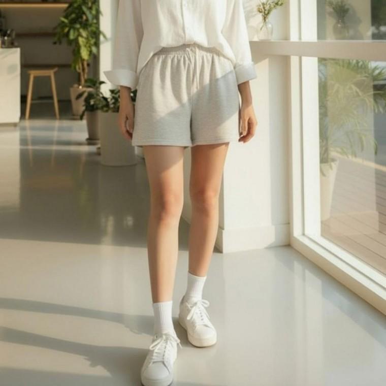 우먼즈 에어서클 쓰기좋은 사이드 핀턱 허리 허리밴드 스트링 여름 쇼츠