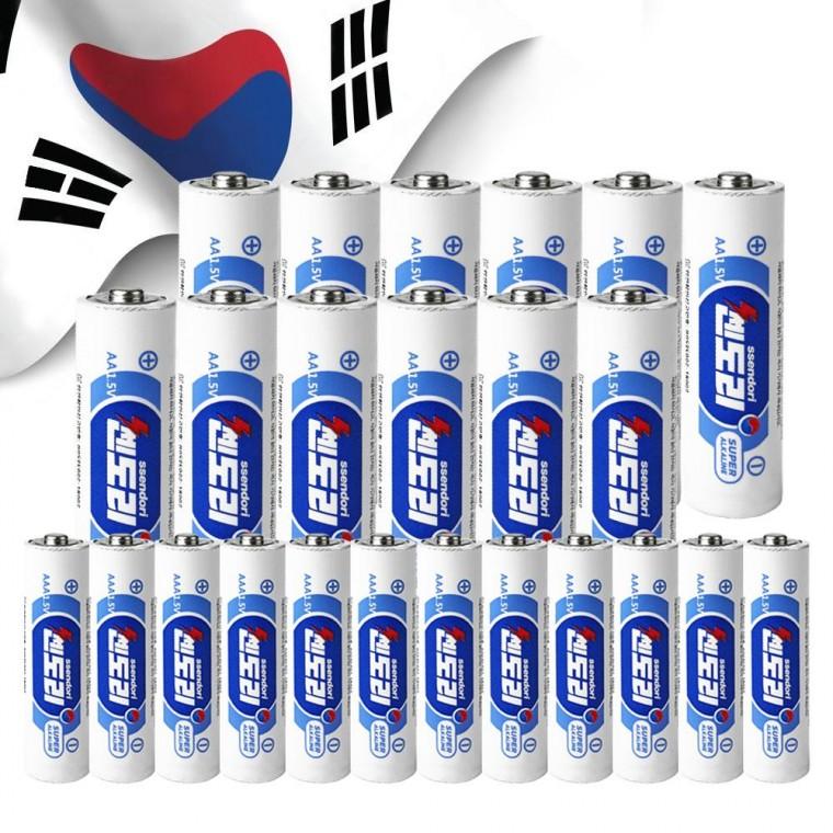 쎈도리 한국산 알카라인 건전지 AA 2입x6개+AAA 2입x6개