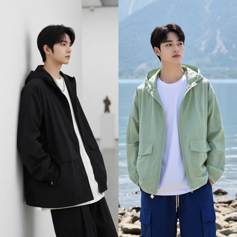 남성 여름 봄 아우터 초 경량 바람막이 윈드브레이커 점퍼 아노락