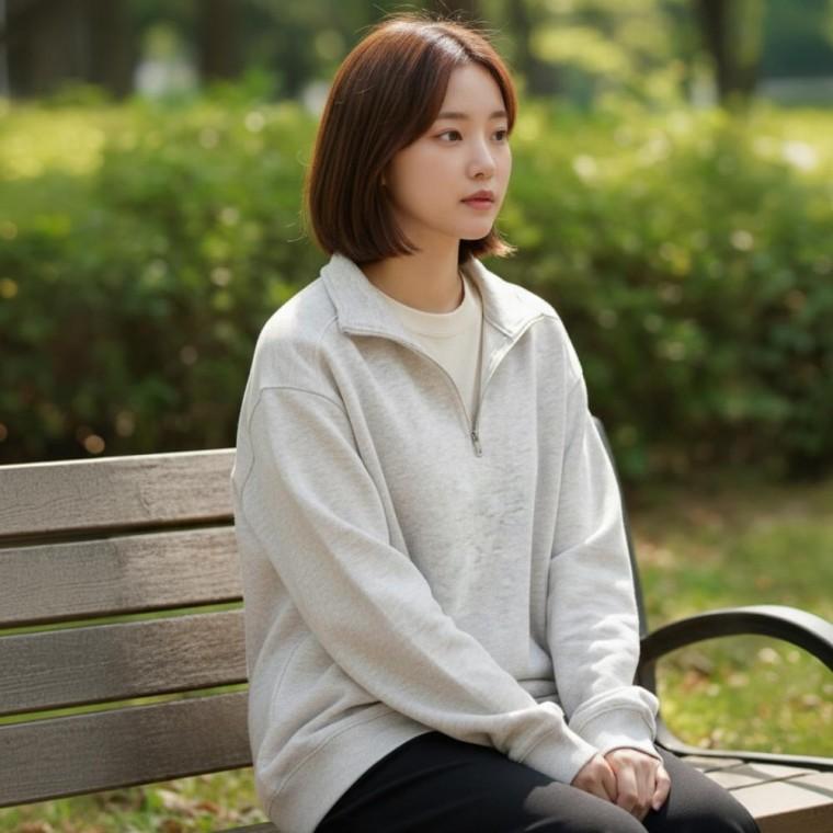 여자 반집업맨투맨 남녀공용 무지 하프집업 루즈핏 카라 긴팔 티셔츠