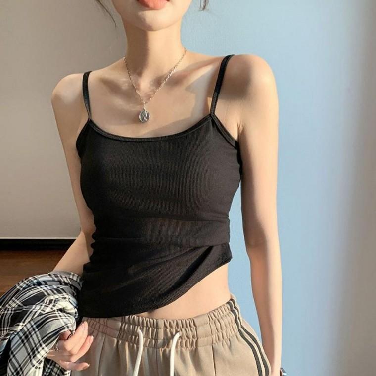 여성 이너 신축성있는 끈나시 데일리 여름 무지골지