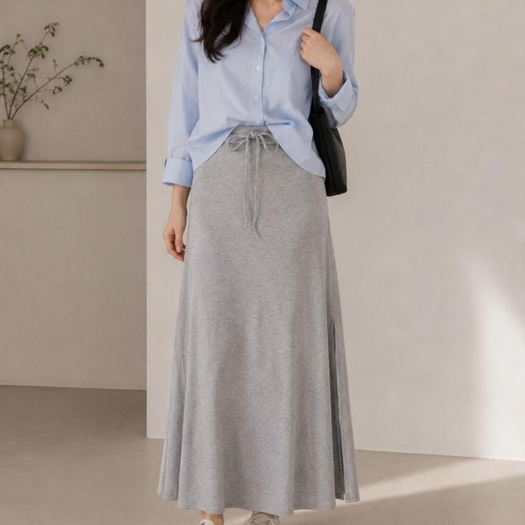 OHS-CWBS2641 꾸안꾸 슬릿 데일리 롱스커트