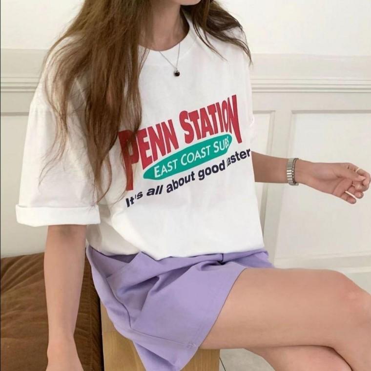 오버핏 레터링 루즈핏 프린팅 데일리 반팔티셔츠