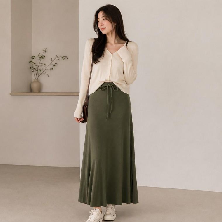 OSM-1008718 데일리 롱스커트 슬릿 꾸안꾸