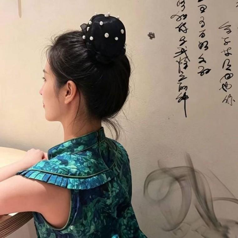 발레 헤어 진주 머리망 2p 무용 똥머리 올림머리 헤어망