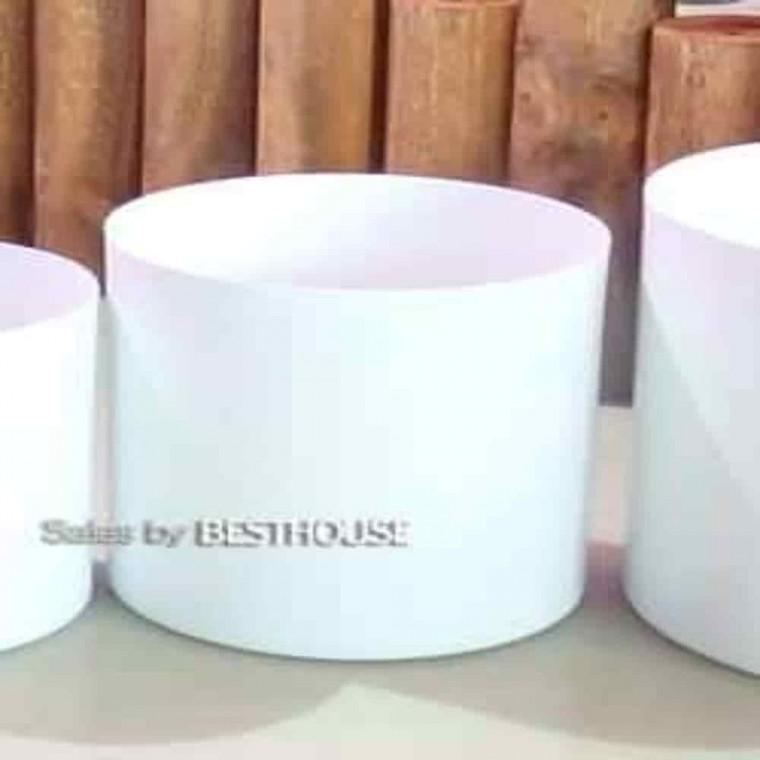 흰색화분 정원화분 조화장식 메탈 원통 화분 15x16 화이트