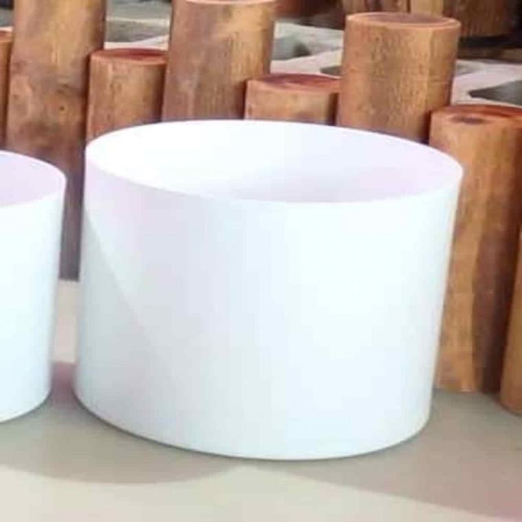 메탈화분 조화꽃장식 인테리어화분 메탈 원통 화분 18x18 화이트