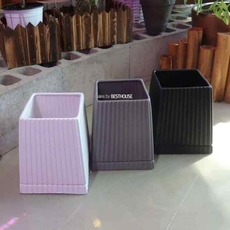 식물인테리어 화분인테리어 식물화분 도기 화분 15x18 세로줄패턴