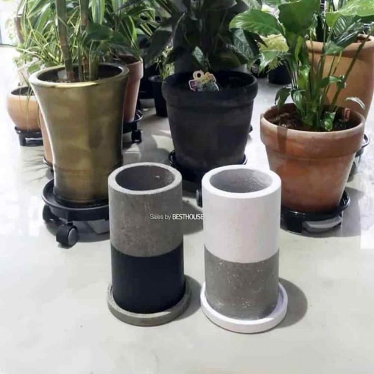 선인장화분 예쁜화분 탁상화분 시멘트 긴원형 화분 15x25 투톤