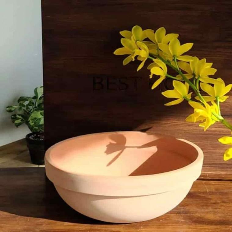화분인테리어 동그란화분 실내식물 토분 정반원 살구색 30x14