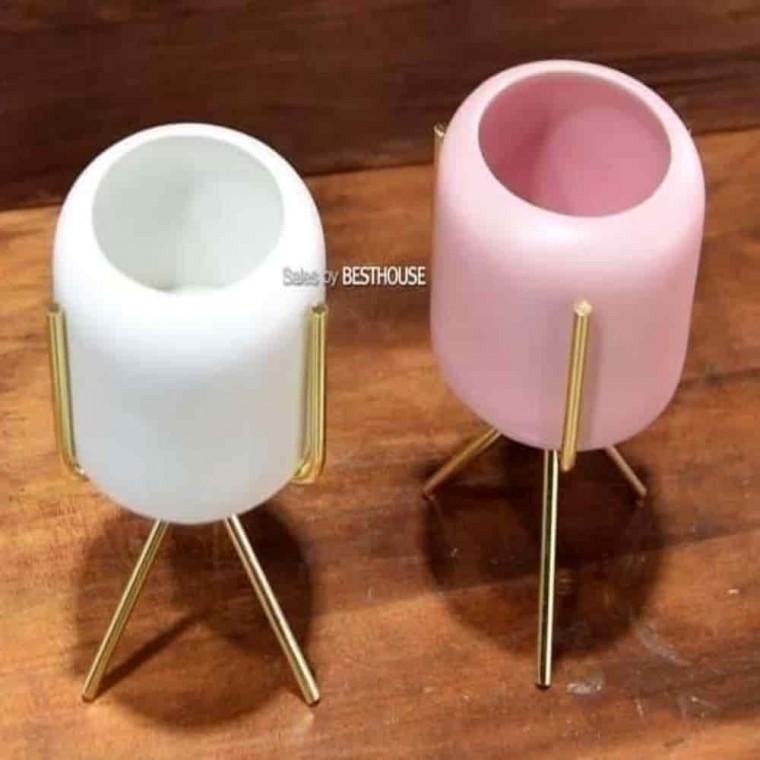 화분인테리어 실내화분 가정집화분 다육이화분 미니 골드스탠드 8x6