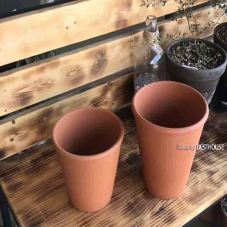 인테리어화분 테라코타토분 토분받침 꼬깔 토분 브라운 14x14