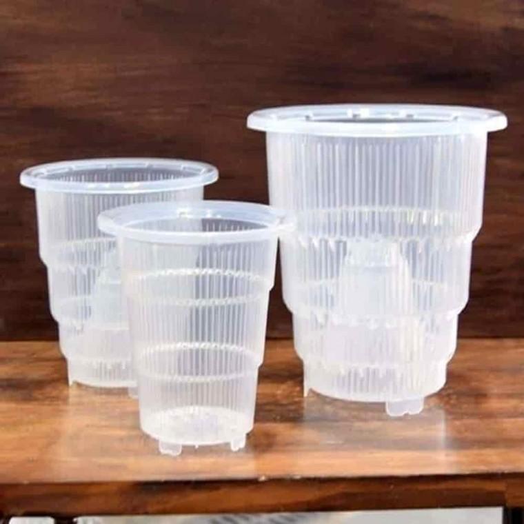 인테리어화분 투명슬릿화분 화분인테리어 플라스틱 타공 화분 난재배 18cm
