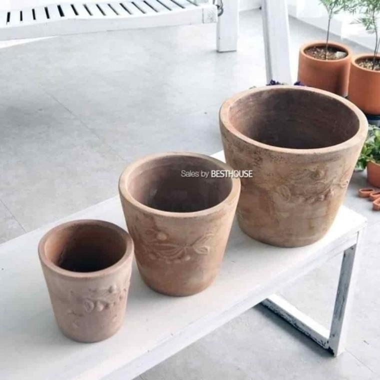 화분토분 예쁜도자기화분 빈티지토분 토분 3p 올리브 16 22 29