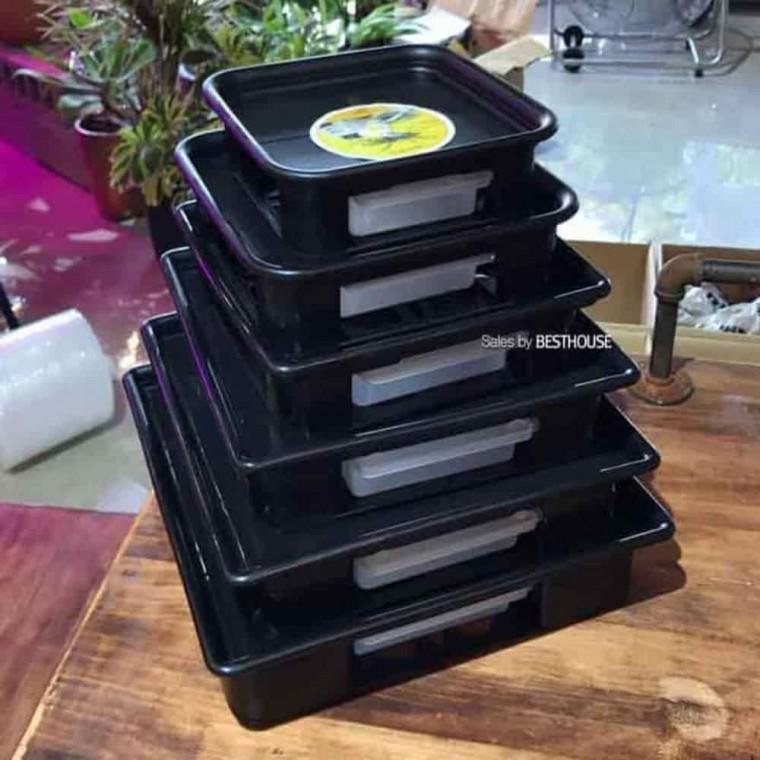 서랍형화분받침대 물받이받침 플라스틱화분받침 화분 물받침 정사각 2호