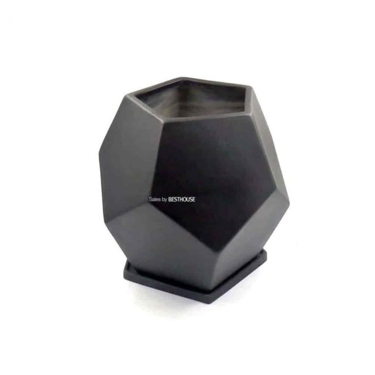 검정화분 선인장화분 거실화분 오각 화분 23x23 블랙