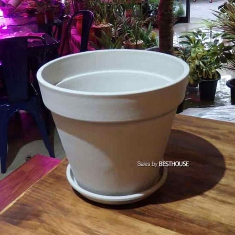 원형화분 플라스틱원형화분 사무실화분 수지화분 원형 30x25 받침포함