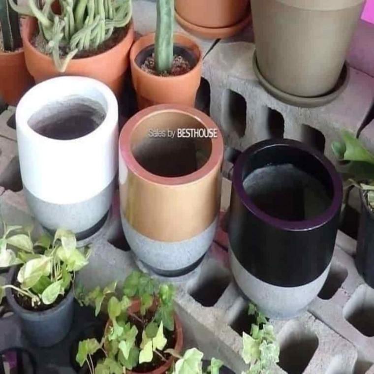 로즈마리화분 예쁜화분 스톤화분 원형 화분 20x20 받침포함 투톤