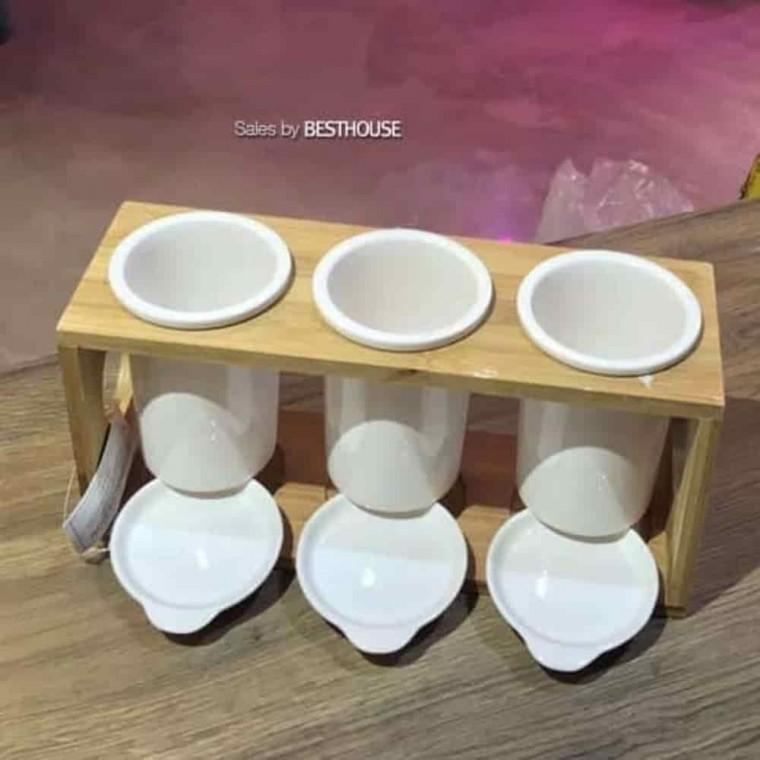 거실인테리어화분 사무실테이블화분 미니화분 도기화분 우드스탠드 3구