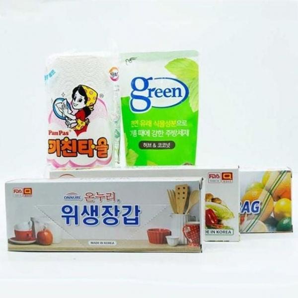 지퍼백 위생장갑 크린백 일회용 키친타올 세재 세트