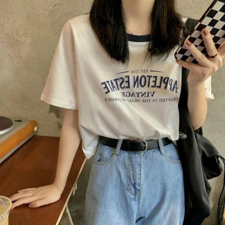 3color 여자 활용도 루즈핏 반팔티 여름 컬러배색 티셔츠 프린팅