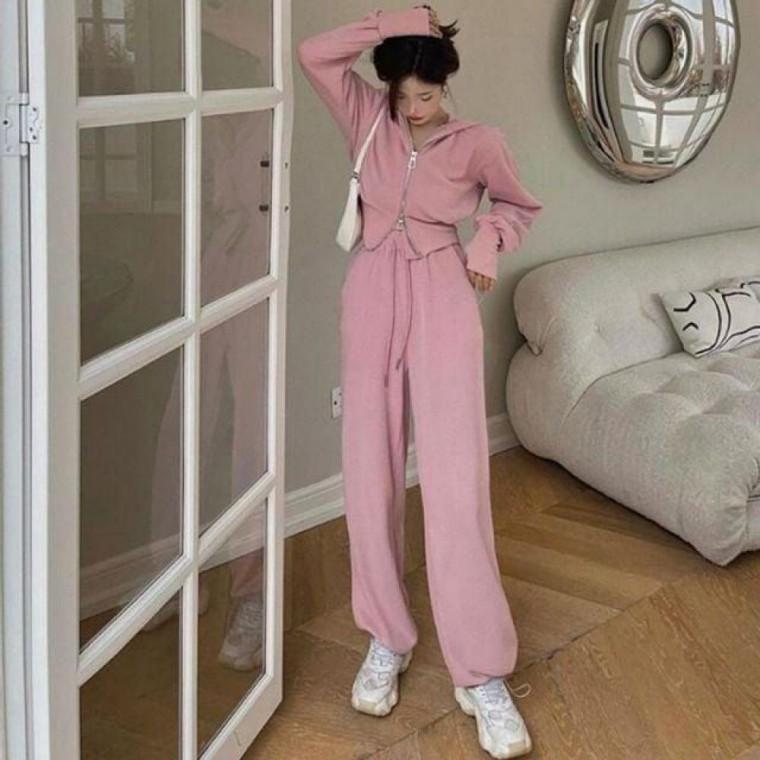 트레이닝복 크롭후드 간편 집업 조거팬츠 여자 3color 스트링 투웨이
