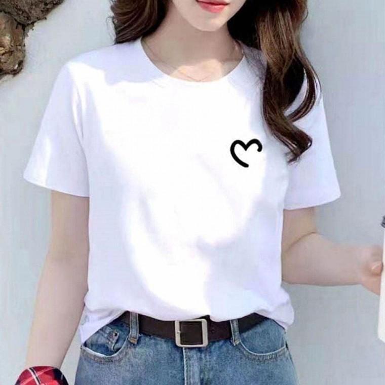 반팔티 화이트 편리한 여름 면 여자 티셔츠 2color 라운드넥