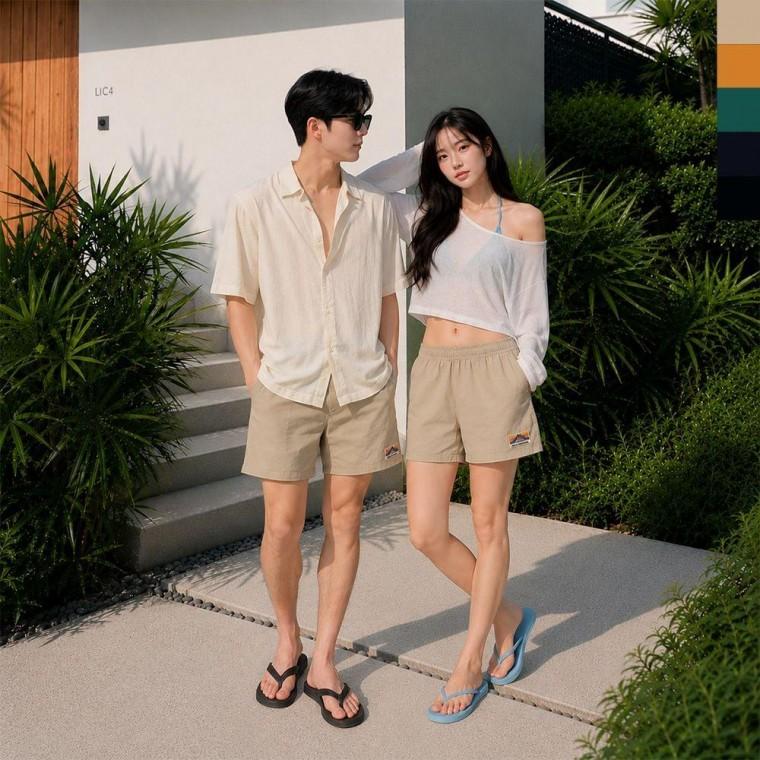 AGG 1016 심플 남여공용 초경량 바스락 밴딩 반바지 팬츠