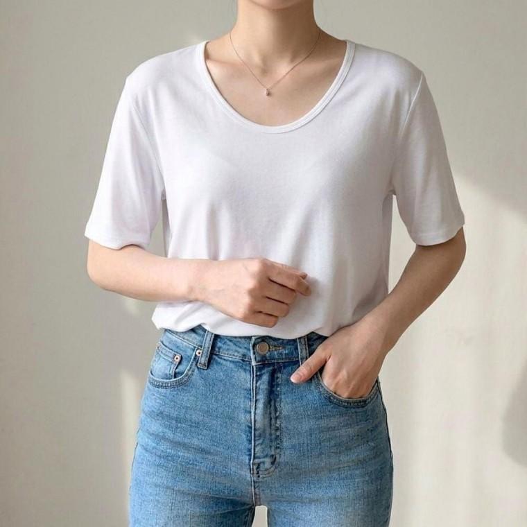 기본 이너티 기본형 8color 여름 여자 U넥 반팔티 베이직