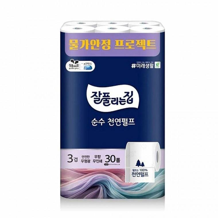 화장지 잘풀리는집 넉넉한 펄프 3겹 롤휴지 30롤 27M