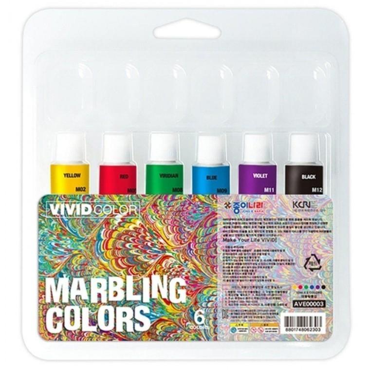 종이나라 7000 가벼운 비비드 마블링물감 6색 미술용품 / 12mL (1개입)